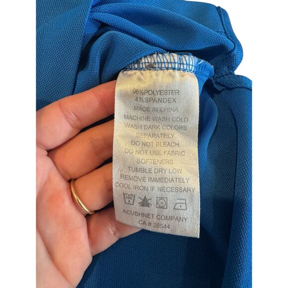 FootJoy FJ Blue Golf Polo TPC Sawgrass Logo Men’s Large Performance Shirt - Picture 9 of 11